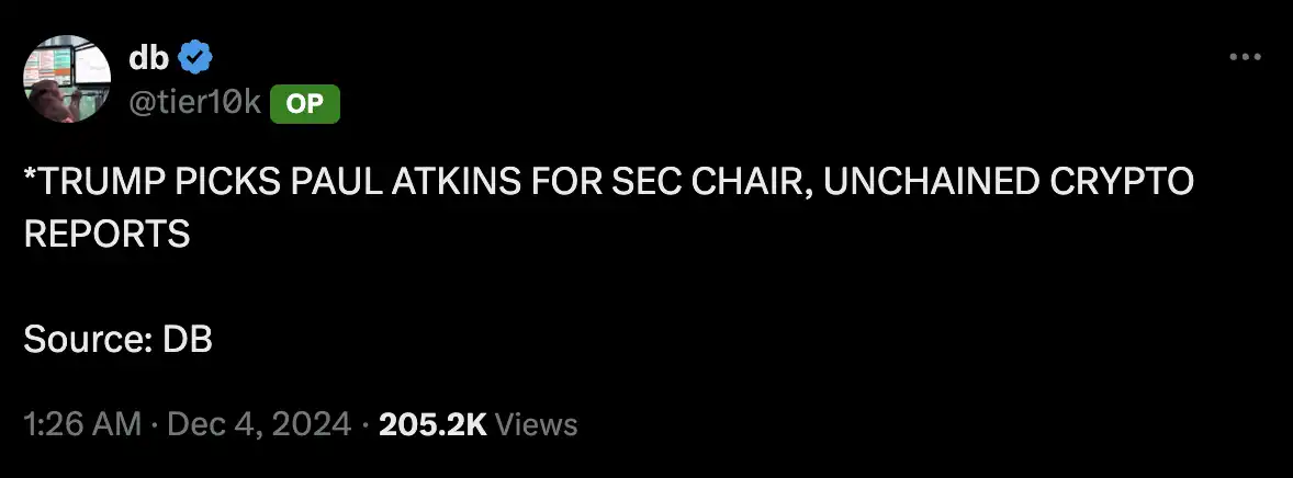 Paul Atkins may become the chairman of the SEC. What are the related hype targets?