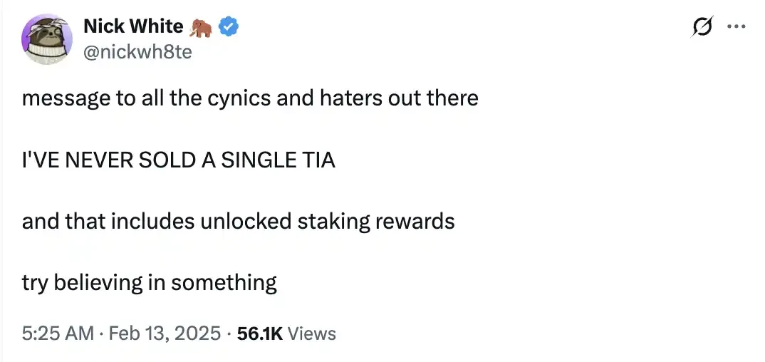 Proposal to cancel staking, team cashes out 100 million? Celestia is in a crisis of trust