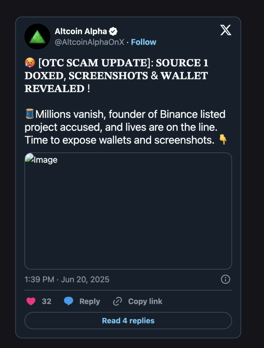 million OTC crypto scam: Well-known tokens involved, VCs and whales can’t escape