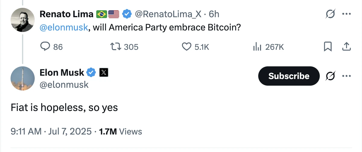 Interpretation: Musk founded the American Party, Trump commented that it was absurd