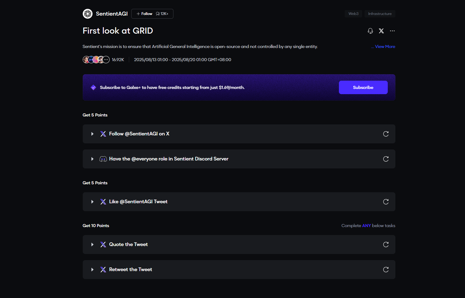 This week's featured interactive projects: Sentient launches Galxe quests; Arc acquires Discord characters; Cookie DAO l
