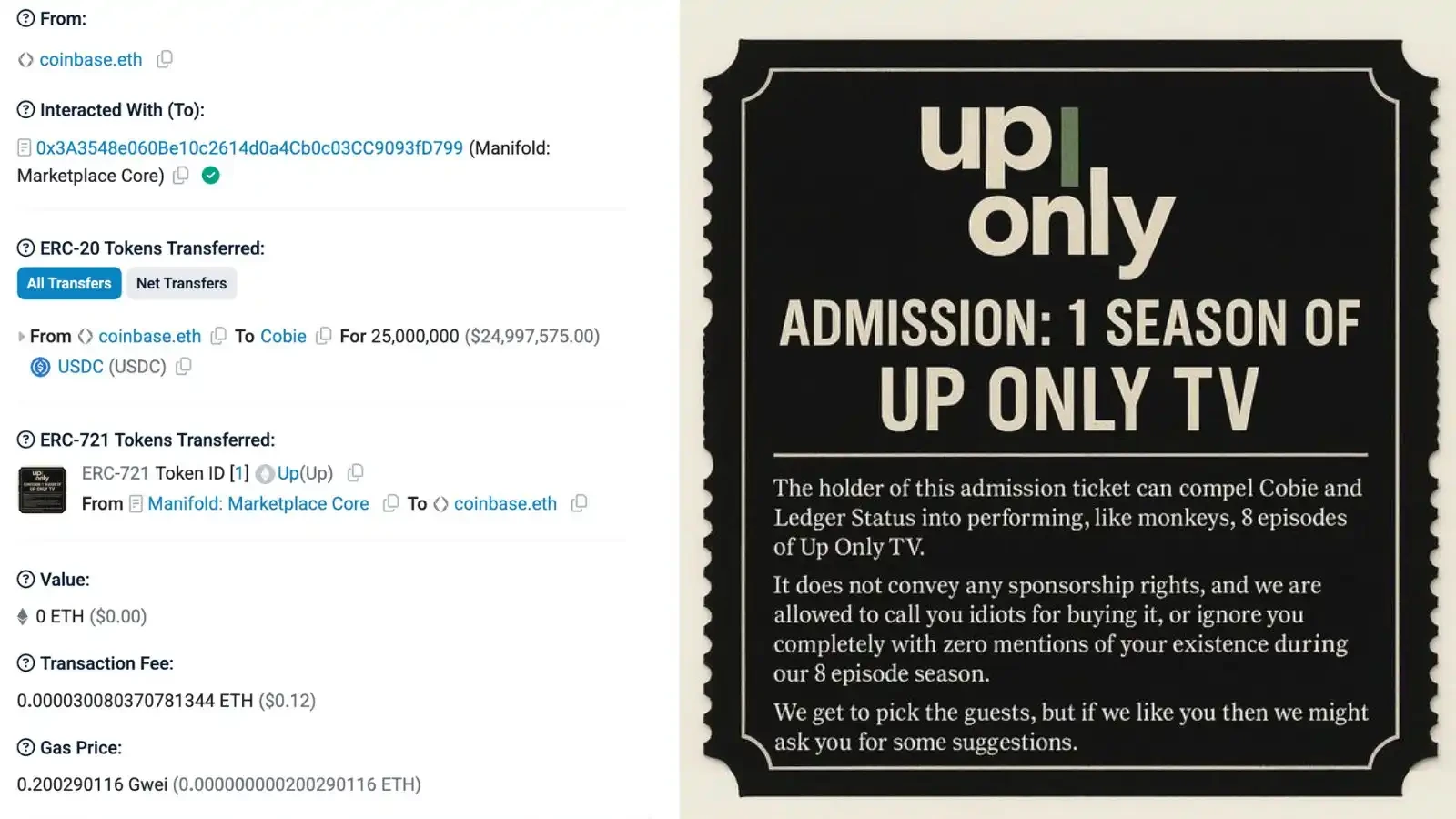 UpOnly NFT's three-year rebirth: Coinbase spends  million to buy back the right to speak