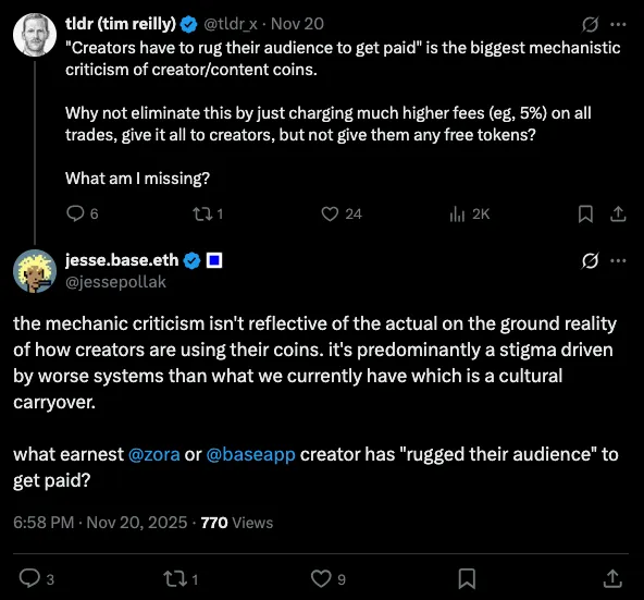 We may have misunderstood $JESSE; it's generating revenue for the Base chain.