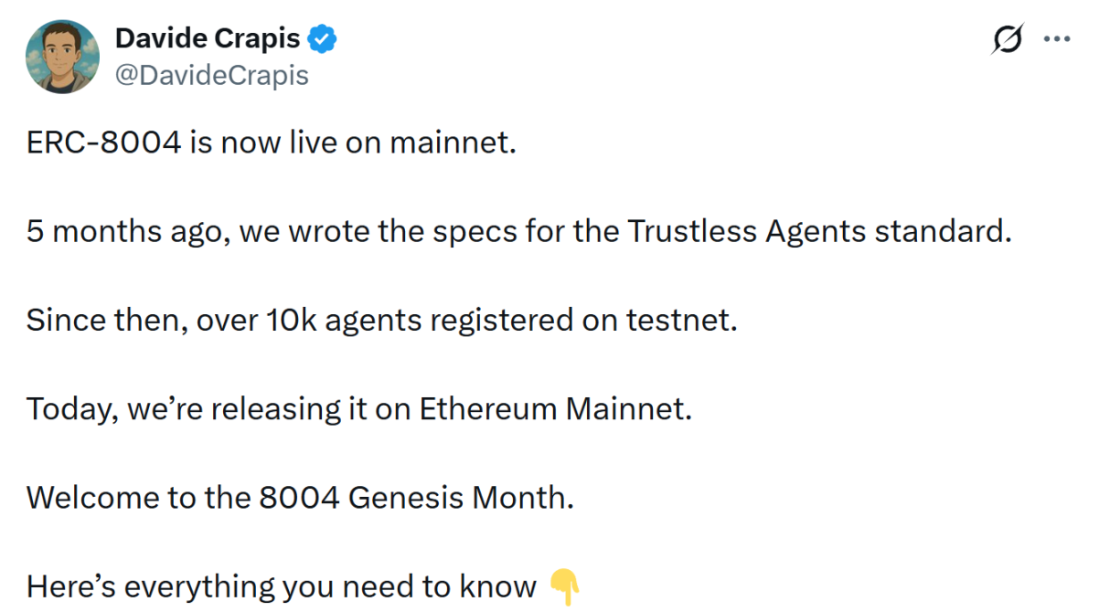 The New Ticket to the AI Agent Era: Pushing ERC-8004, What is Ethereum Betting On?