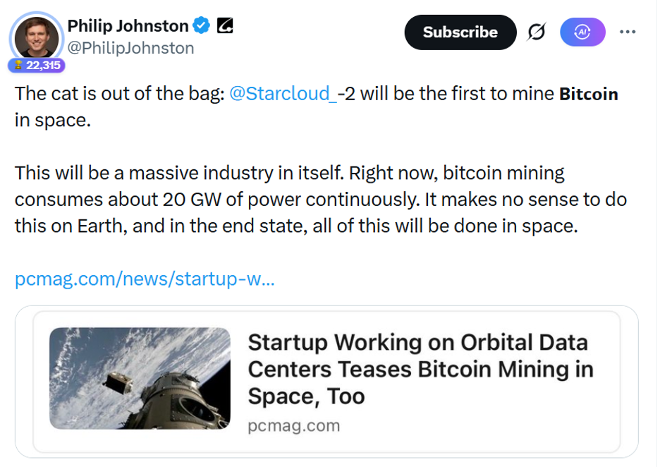 When Bitcoin Miners Take to Space